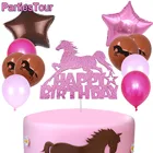 Топпер для торта в виде лошади, Розовый Блестящий, воздушный шар лошадь