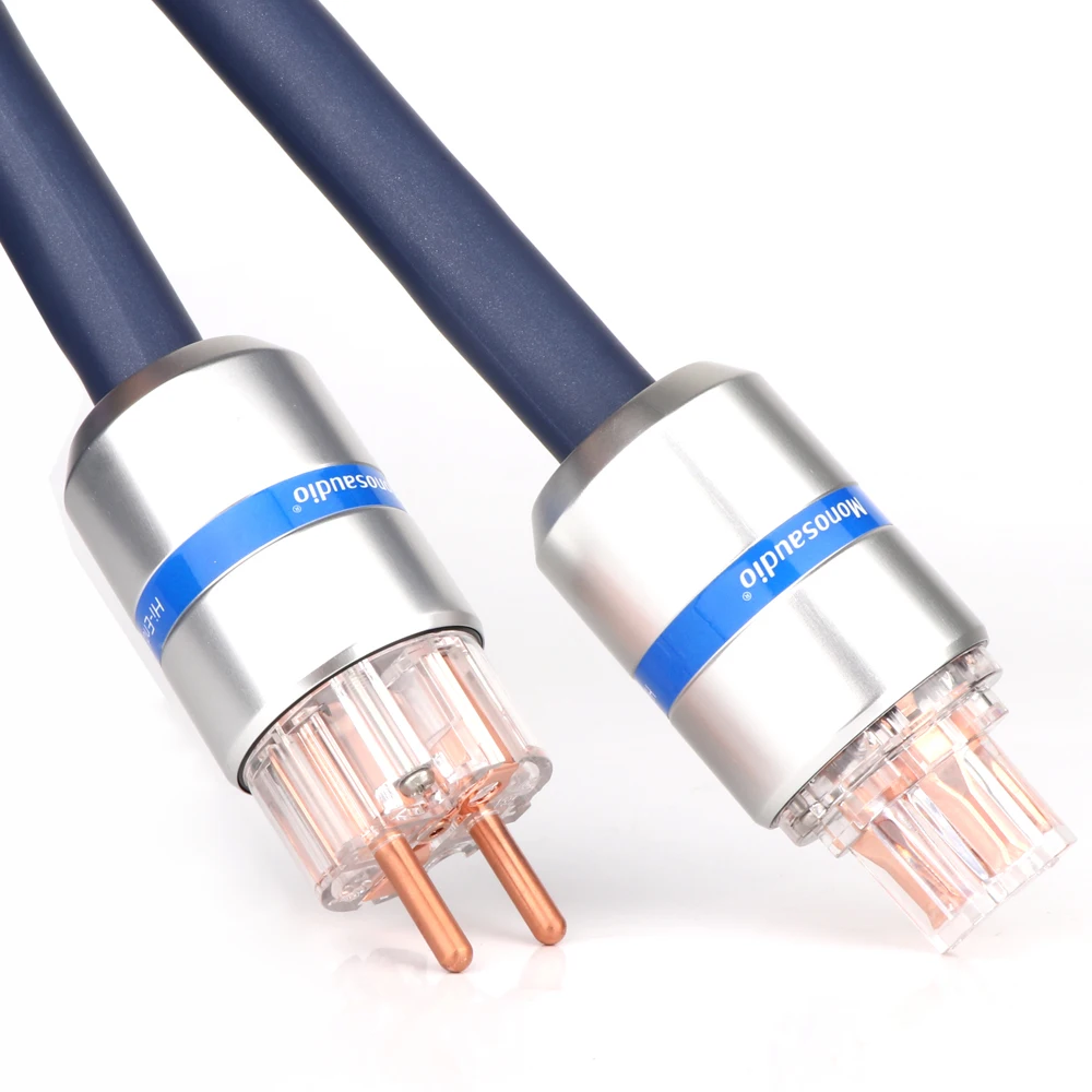 

Monosaudio P902 99.9998% pure Copper Schuko Power Cable HIFI Extension EMC Shield Power wire EUR version AC Mains Power cord