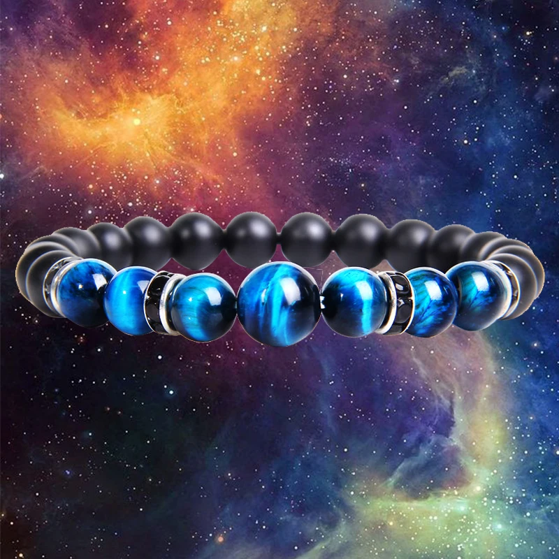 Браслет с синим тигром Homme для мужчин оникс CZ кубический циркон натуральный