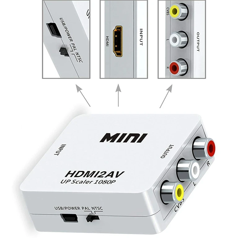 Адаптер HDMI VAORLO совместимый с AV RCA CVBS 1080P HD Mini HDMI2AV видеоконвертер PAL NTSC