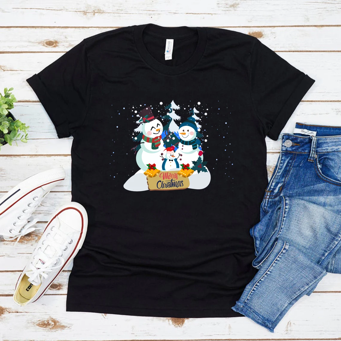 

Merry Christmas T-Shirt Snowman Shirt Christmas Family T Shirt Christmas Gift Unisex Women Men Graphic T Shirts Plus Size Tees