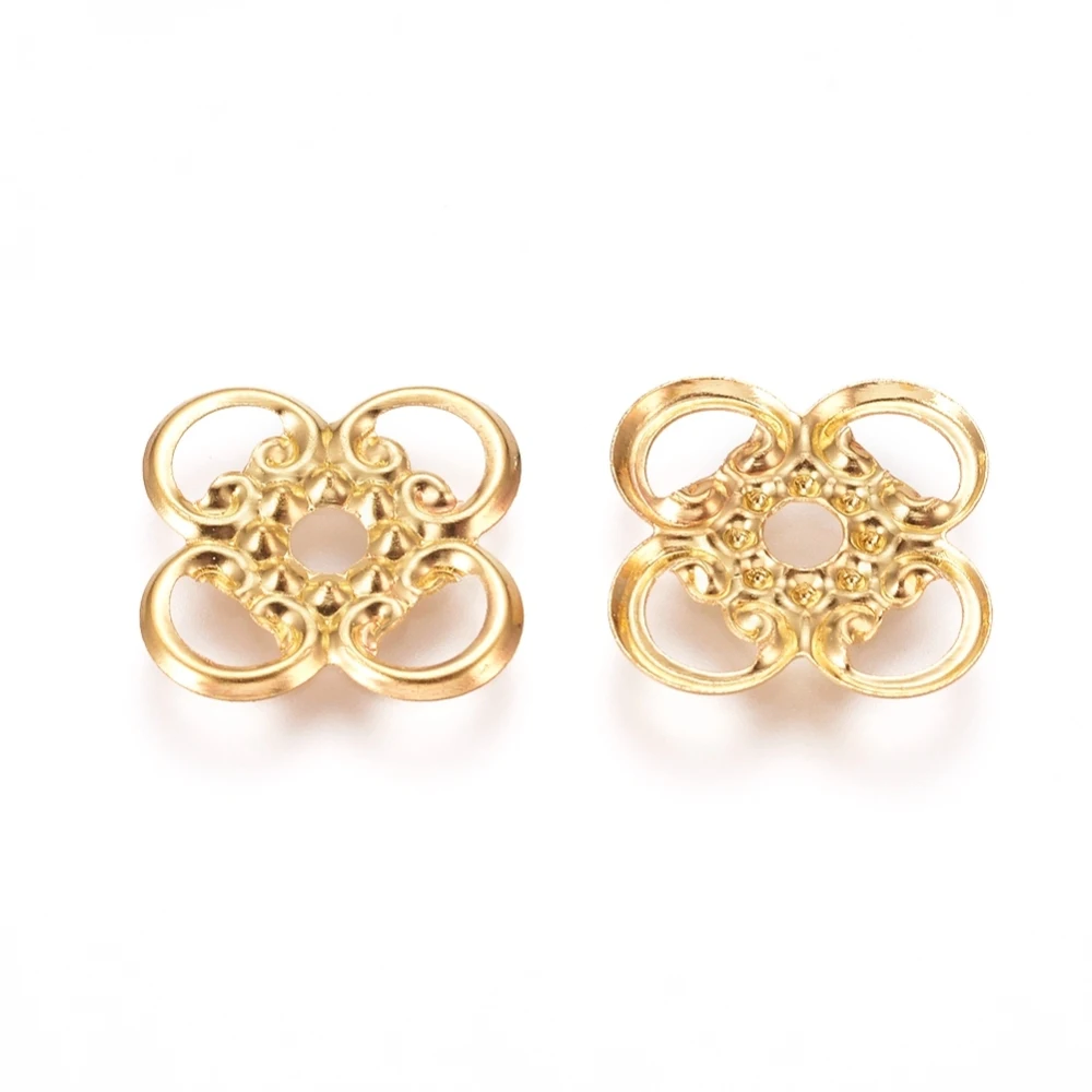 

100pcs Electroplated Iron Spacer Beads 2.5mm Hole Flower Loose Beads For Diy Charm Bracelets Jewelry Making Findings Golden