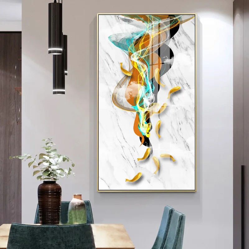 Абстрактная Золотая Рыба холст искусство Современная фотография для гостиной