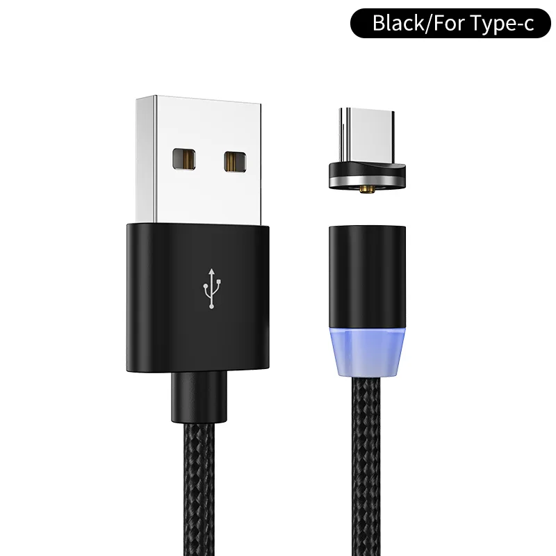 Black for type C YKZ Магнитный кабель Micro USB кабель для iPhone samsung type C Магнитный зарядный USB кабель Micro USB C Магнитный телефонный кабель освещение - Цвет: Black for type C