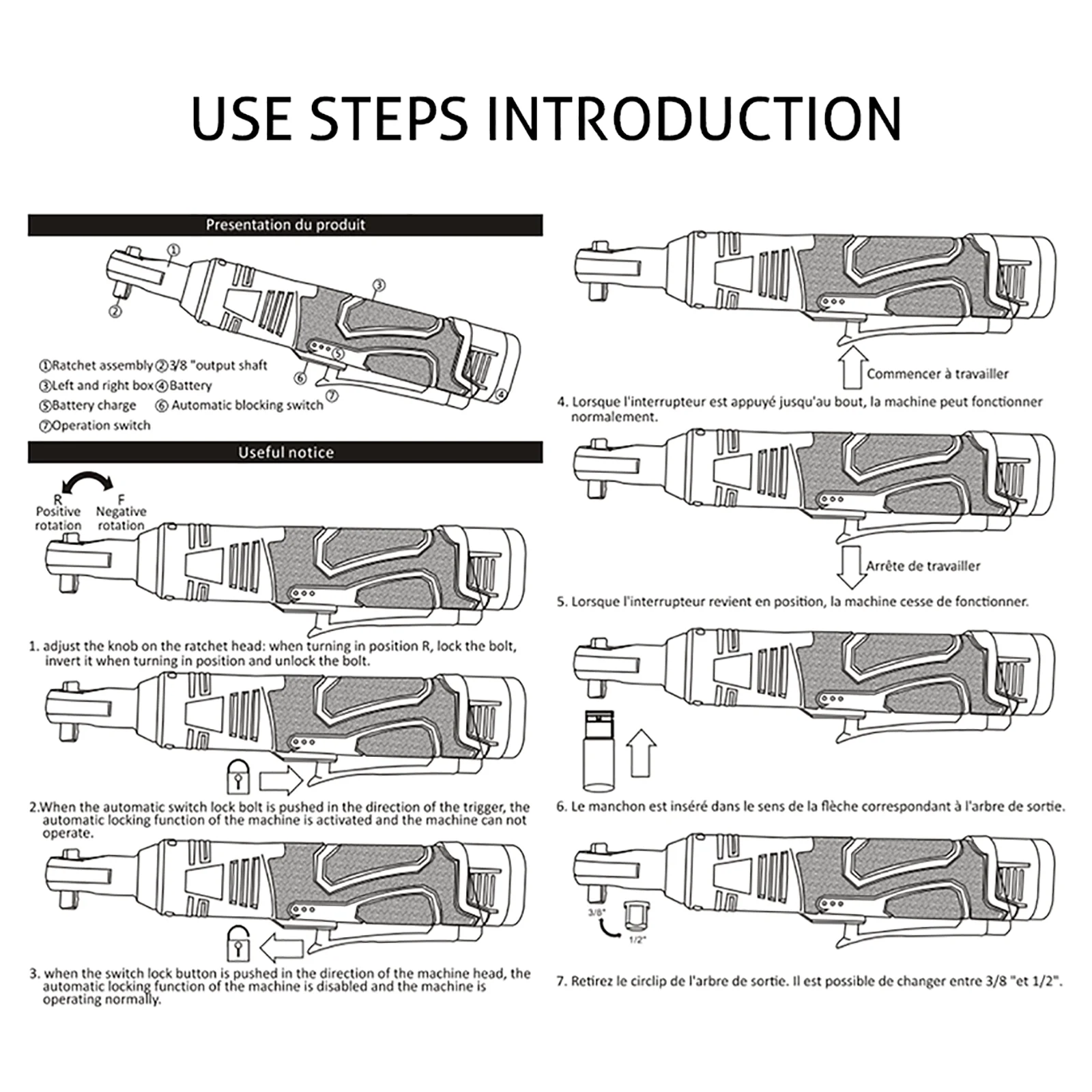 

12V Electric Right Angle Wrench 3/8"Cordless Ratchet Wrench With Battery Set Rechargeable Car Repair Power Tool