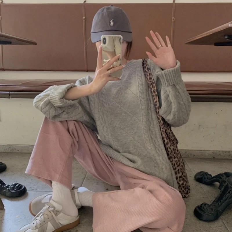 Белый вязаный свитер женская Свободная верхняя одежда осень-зима 2021 пуловер в