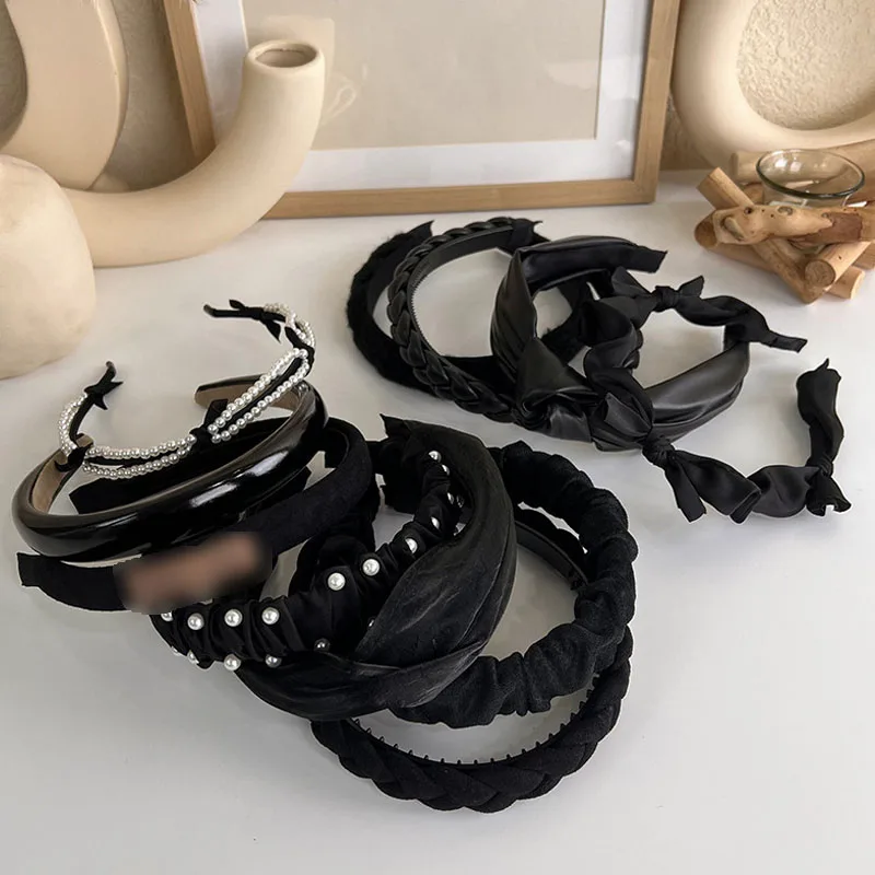 

Fashion Wide Hair Bands For Women Headdress Black Color Cloth Headband Bezel Girls Hairband Hair Hoop Female Hair Accessories
