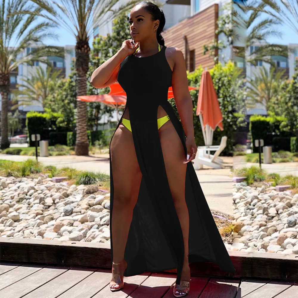 Сексуальное женское Сетчатое прозрачное длинное платье женская накидка на