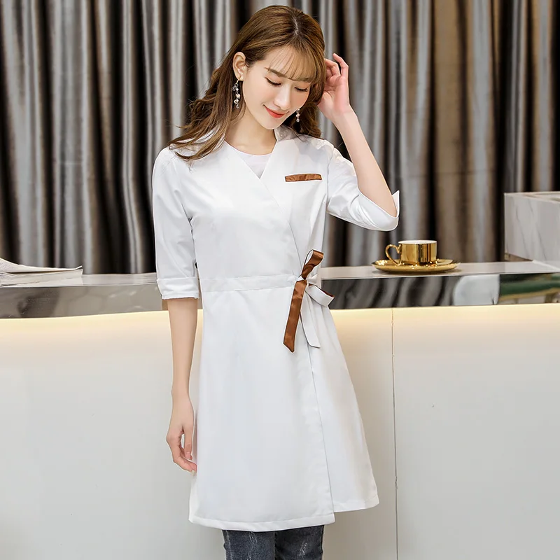 Модная одежда для косметолога в Корейском стиле женская белая салона красоты с