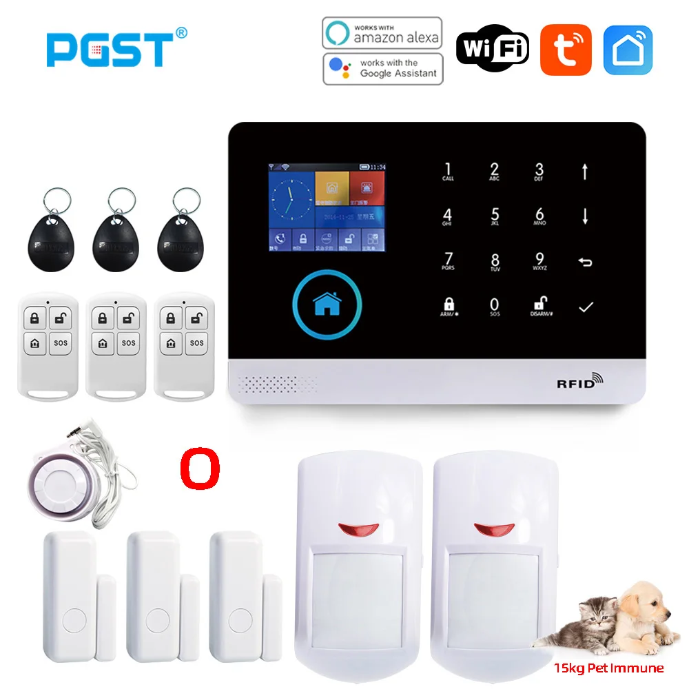 Система сигнализации PGST PG103 Tuya с ПЭТ датчиком иммунного движения IP камера Wi Fi