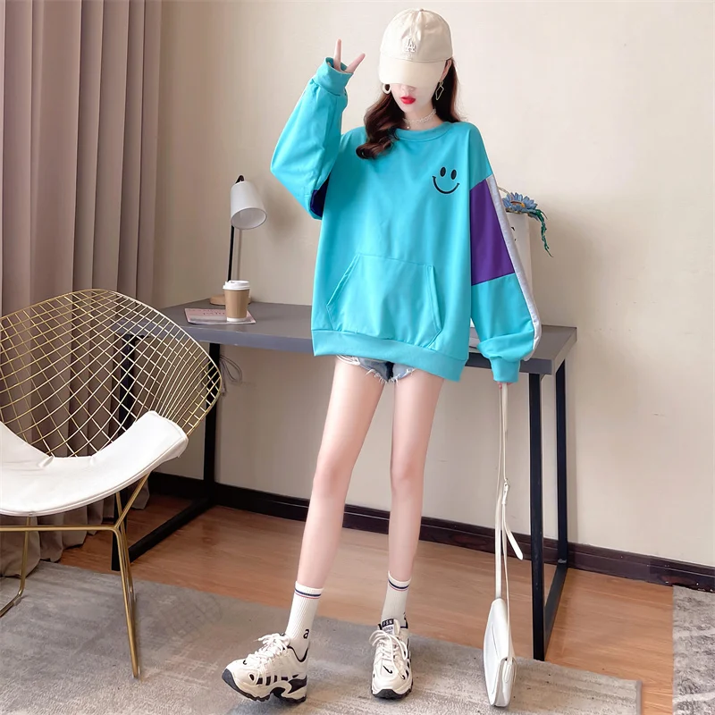 Свитшот женский весенне-осенний тонкий с длинным рукавом принтом корейский