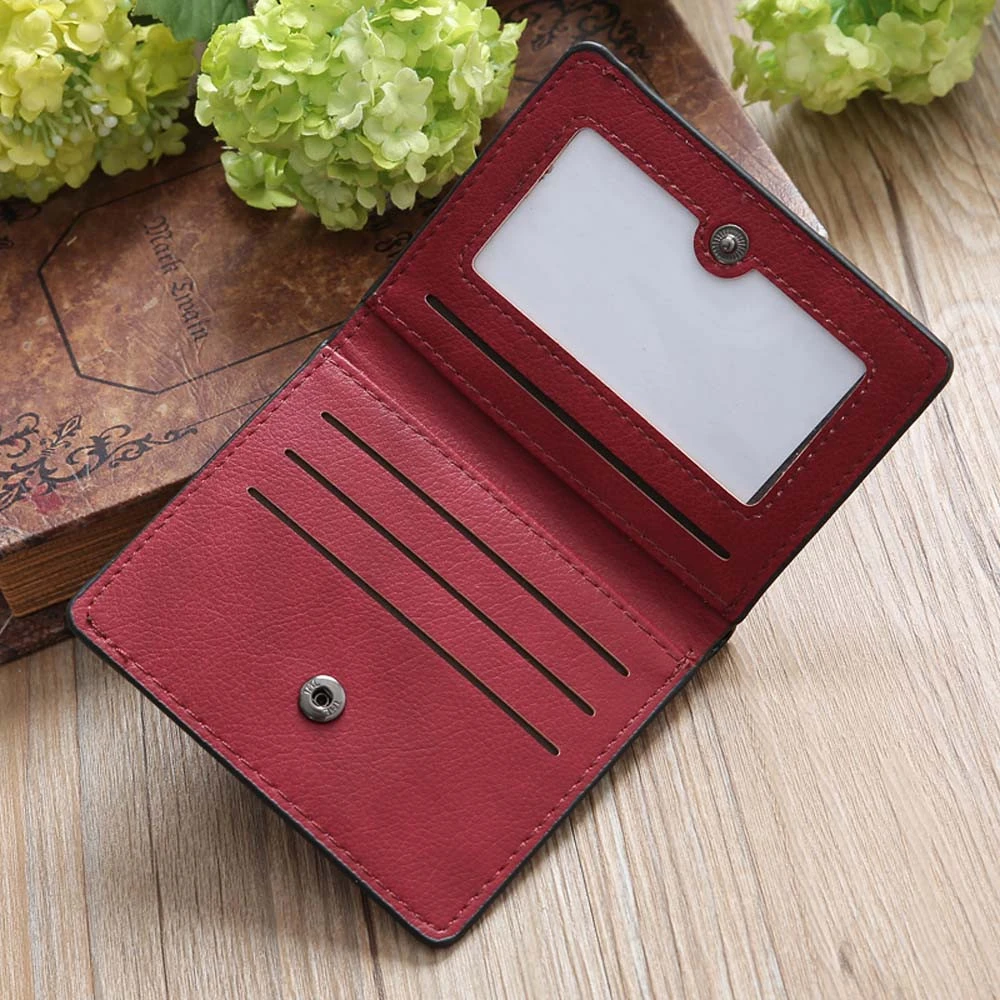 Женский кожаный складной кошелек с застежкой короткий винтажный Модный женский