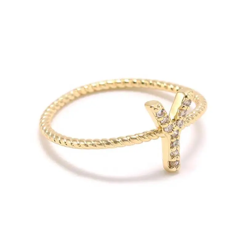 SIPENGJEL трендовые кольца с буквами алфавита из циркона золотого и серебряного