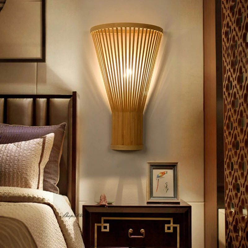 Новый современный бамбуковый настенный светильник креативное бамбуковое бра