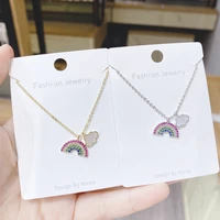 gold necklace for women zircon jewelry pendant necklace titanium steel peanut mermaid heart butterfly rainbow sunflower