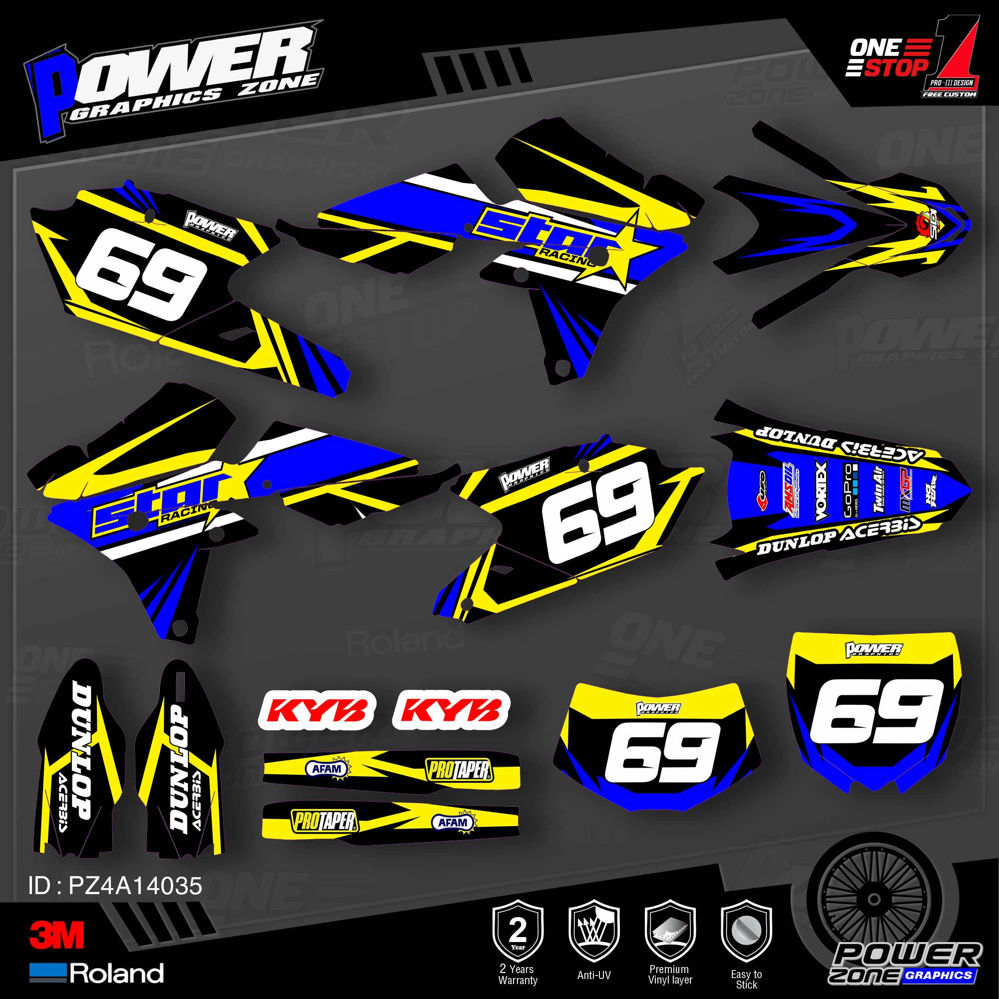PowerZone пользовательские команды графики фоны наклейки 3 М Набор для YAMAHA 14 18 YZ250F 15