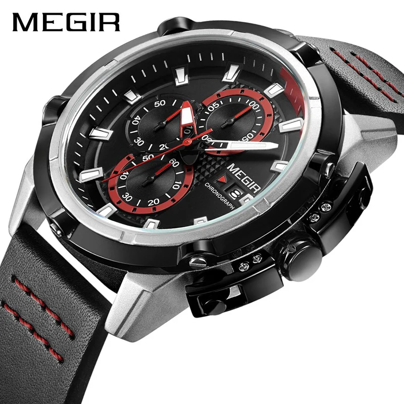 MEGIR Men Chronograph Quartz Watch Military Army Sport Watches Clock Men Top Brand Luxury Creative Watch Men Relogio Masculino
