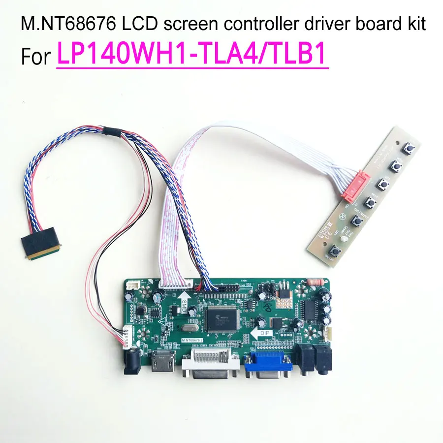 Для LED LVDS 40Pin LP140WH1-TLB1/TLB3/TLE1/TLE2/TLE3 1366*768 LCD Notebook PC M.NT68676 карта контроллера дисплея VGA DVI