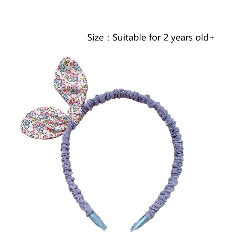 

Kids Cute Lovely Cloth Flowers Printed Hairband Small Fresh Style Fashion Baby Girls Rabbit Ears Bowknot Headband Hair Hoops