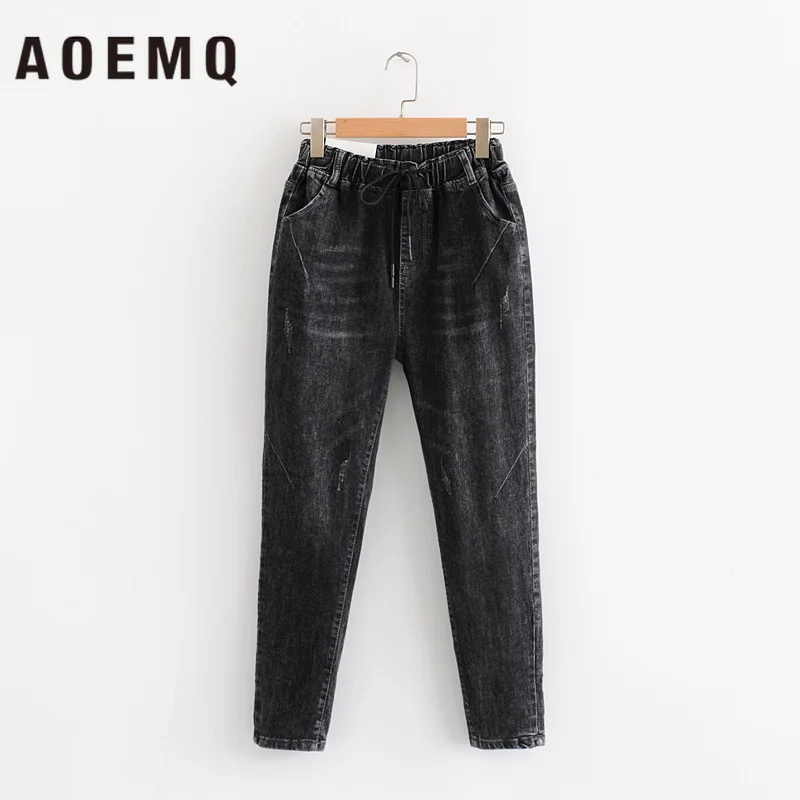 AOEMQ повседневные спортивные штаны черные однотонные брюки с карманами удобные
