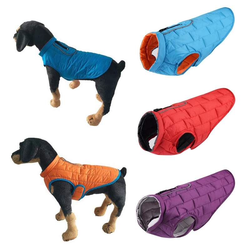 Водонепроницаемая Двусторонняя куртка для собак Дизайнерские теплые клетчатые