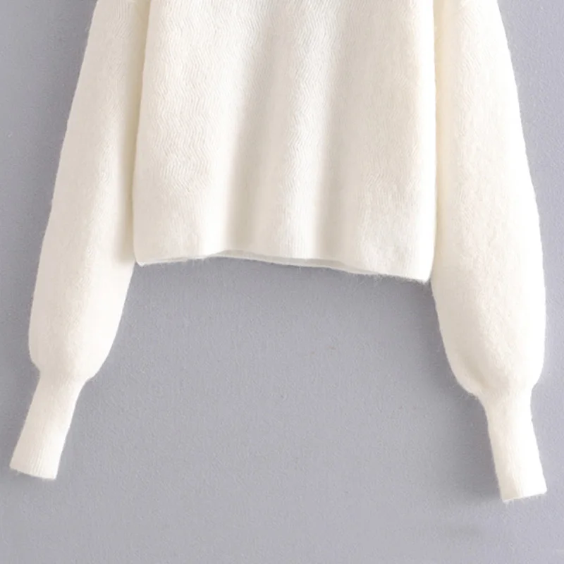 AGong Solid Turtleneck Sweaters Women Fashion Soft Slim Sweater Elegant Lantern Sleeve Female Ladies KD | Женская одежда