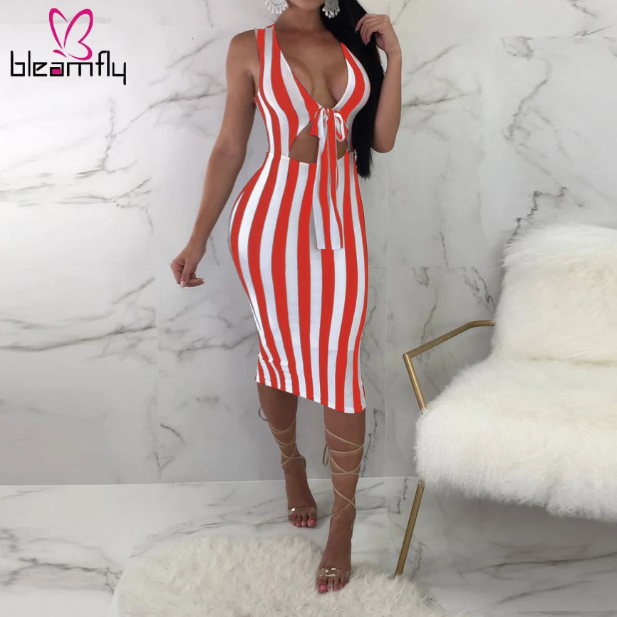 Летнее платье в полоску женские сексуальные платья с глубоким v-образным вырезом