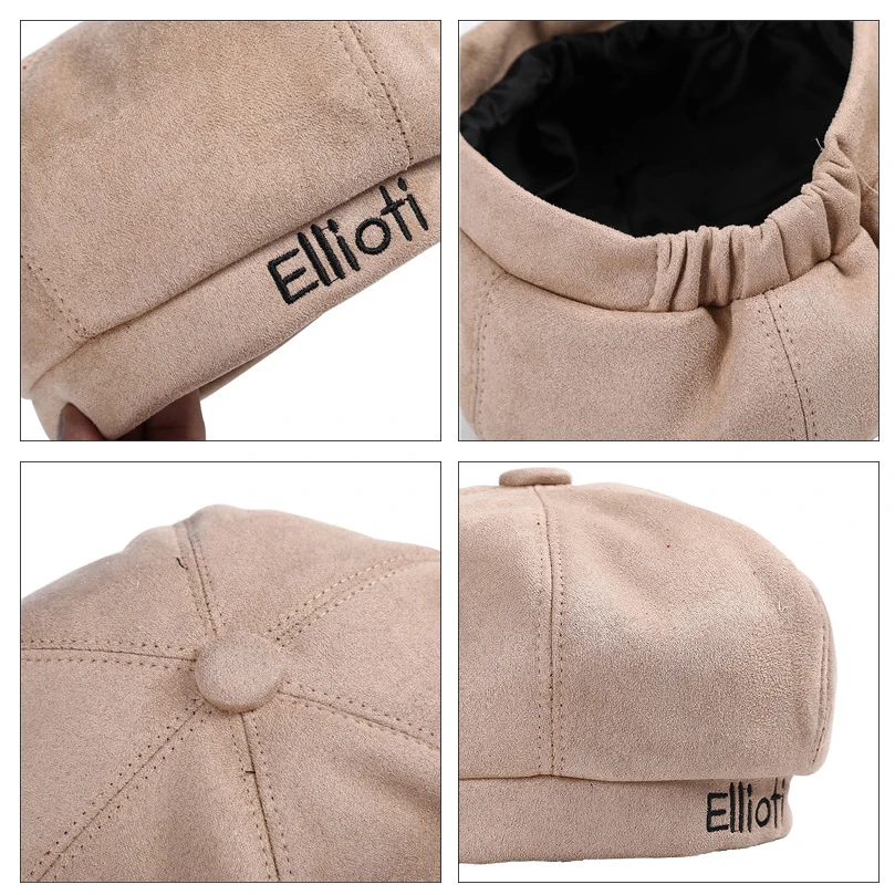 Женская шерстяная шапка AWAYTR теплая шапка-береты с вышивкой и надписью Ellioti