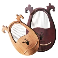 16 note lyre harp set hard mahogany hard portable with tuning wrench black storage bag harp set