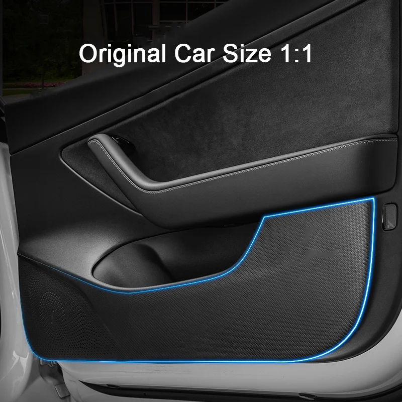 

4PCS Car Door Leather Anti Kick Carbon Fiber Pattern Protective Cover Auto Door Anti-kick Anti-dirty Pad Sticker For Tesla Mode3