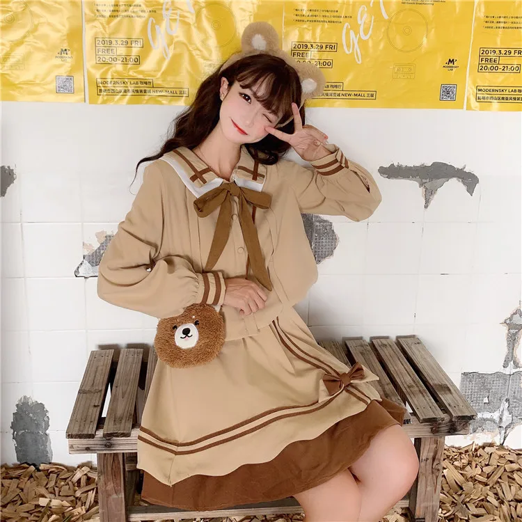 Japanese school uniform anime sailor suit top and skirt JK navy style female long sleeve | Тематическая одежда и униформа