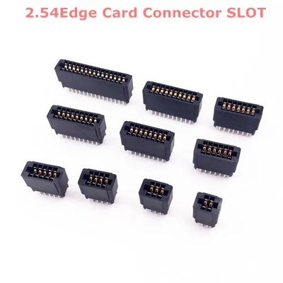 

5PCS Edge Card Connector Slot 2.54 mm Pitch 8/10/12/16/18/20/28/30/36/40/50/60/72/80/98 Pin PCB Gold Finger Socket Through Holes