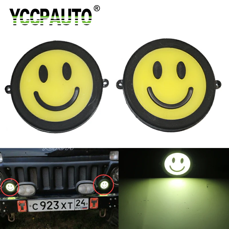 

YCCPAUTO 2Pcs Waterproof COB DRL Car LED Daytime Running Light 10W Super Bright Bulbs 90mm Round Auto Fog Lamp 12V