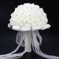 bridal wedding accessories bouquets foam artificial flowers white rose bouquet korean wedding photography mariage