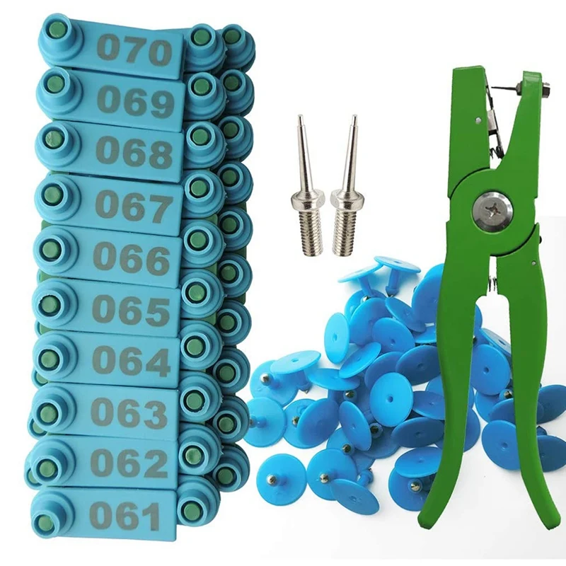 

Ушные бирки, маркеры для овец, аппликатор 001-100, бирки для ушей для козы, бирки для ушей с 2 шт. контактами, плоскогубцы для бирок