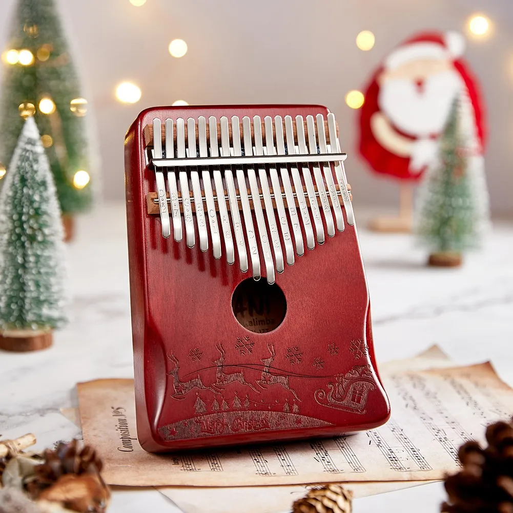 

Пианино из красного дерева Kalimba, 17 клавиш, кнопки для настройки Mbira высокого качества, Африканский музыкальный инструмент, Рождественский по...