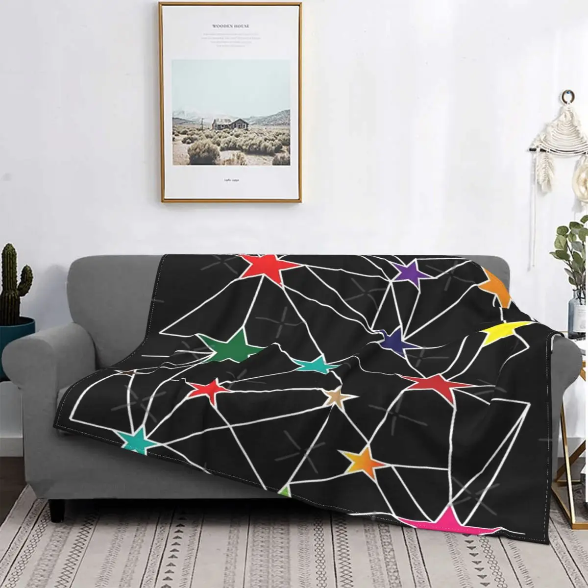 

Manta con estampado de estrellas geométricas, edredones a cuadros para cama, manta con capucha, colcha de 220x240, Regalos diver