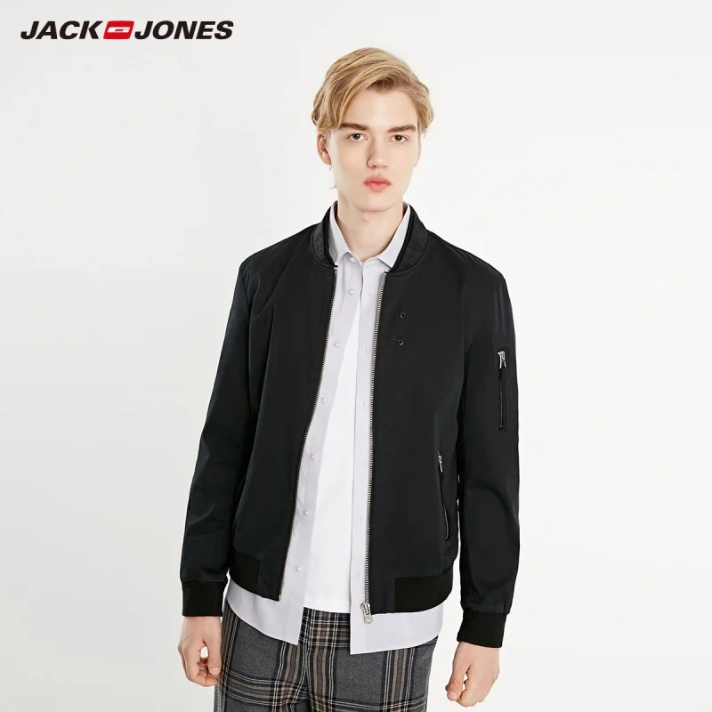 JackJones Мужская однотонная модная прямая бейсбольная куртка с воротником 219121572 |