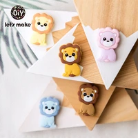 lets make 5pc lion silicone beads cartoon teethers animals teething bpa free teether for teeth dummy holder chain baby teethers