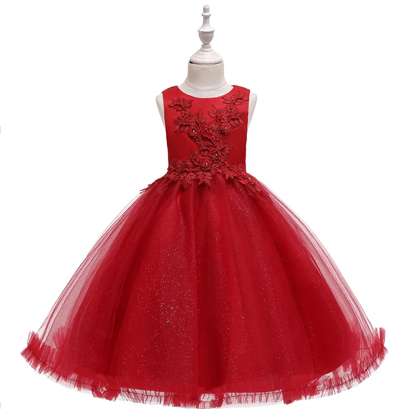 Kids Princess girls dresses 3-12T summer child costume sleeveless print baby girl's clothes children Birthday party dress | Детская