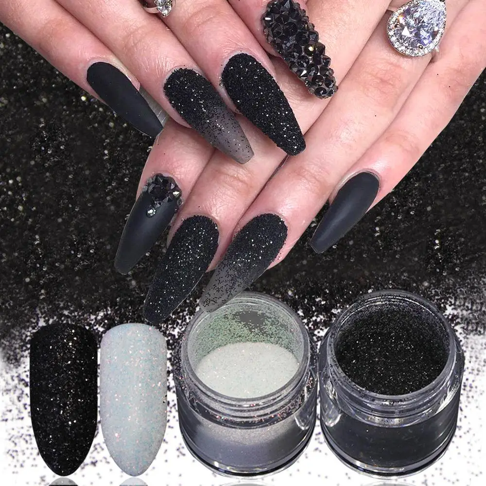 Msare сахарный песок для маникюра блестящий порошок черный белый набор 4 г 2шт УФ