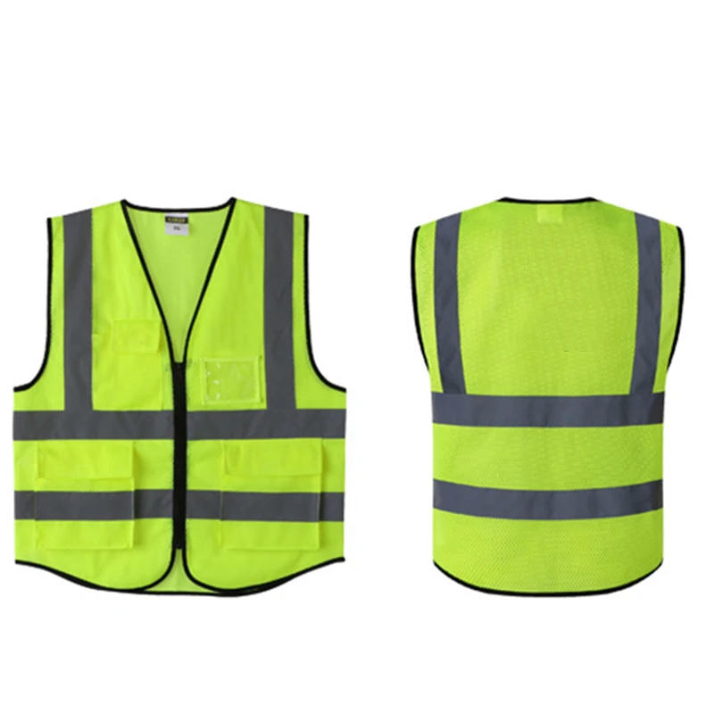 

High Visibility Reflective Vest Sleeveless Jacket Men Hi Vis Workwear Uniform Safety Protective Gear Fluorescent Yellow Tank Top