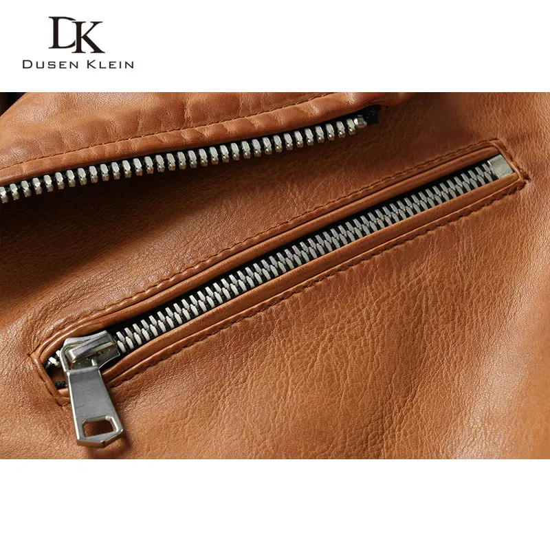 

Men Genuine Leather Jacket Real Cow Leather Jackets Casual Short Red Pockets 2020 Autumn New Coat for Man 2035