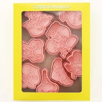 8 pcsset diy christmas cartoon biscuit mould cookie cutter 3d biscuits mold valentines day baking mould cookie decorating tool