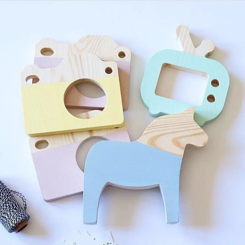 Скандинавский деревянный лошадь с камерой Игрушки для малышей и детей постарше