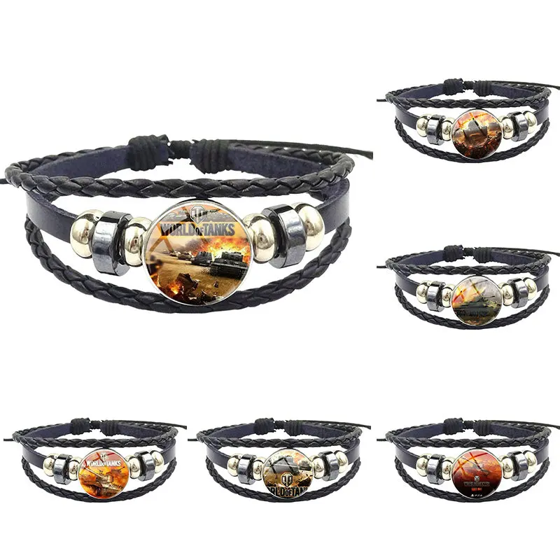 Женский кожаный браслет со стеклянной поверхностью и камнями|Браслеты с шармами|