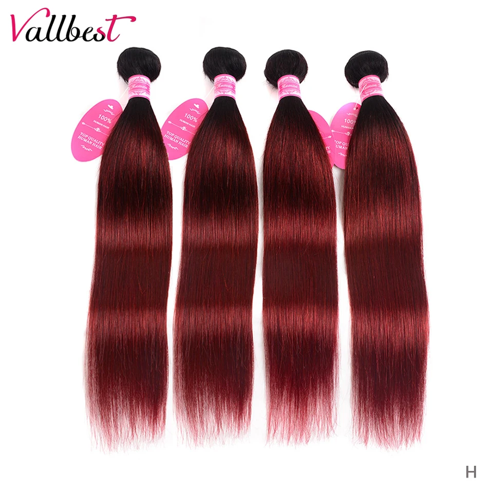 Vallbest Ombre 1B/99J бразильские прямые волосы 4 пучка предложения 100% человеческие могут