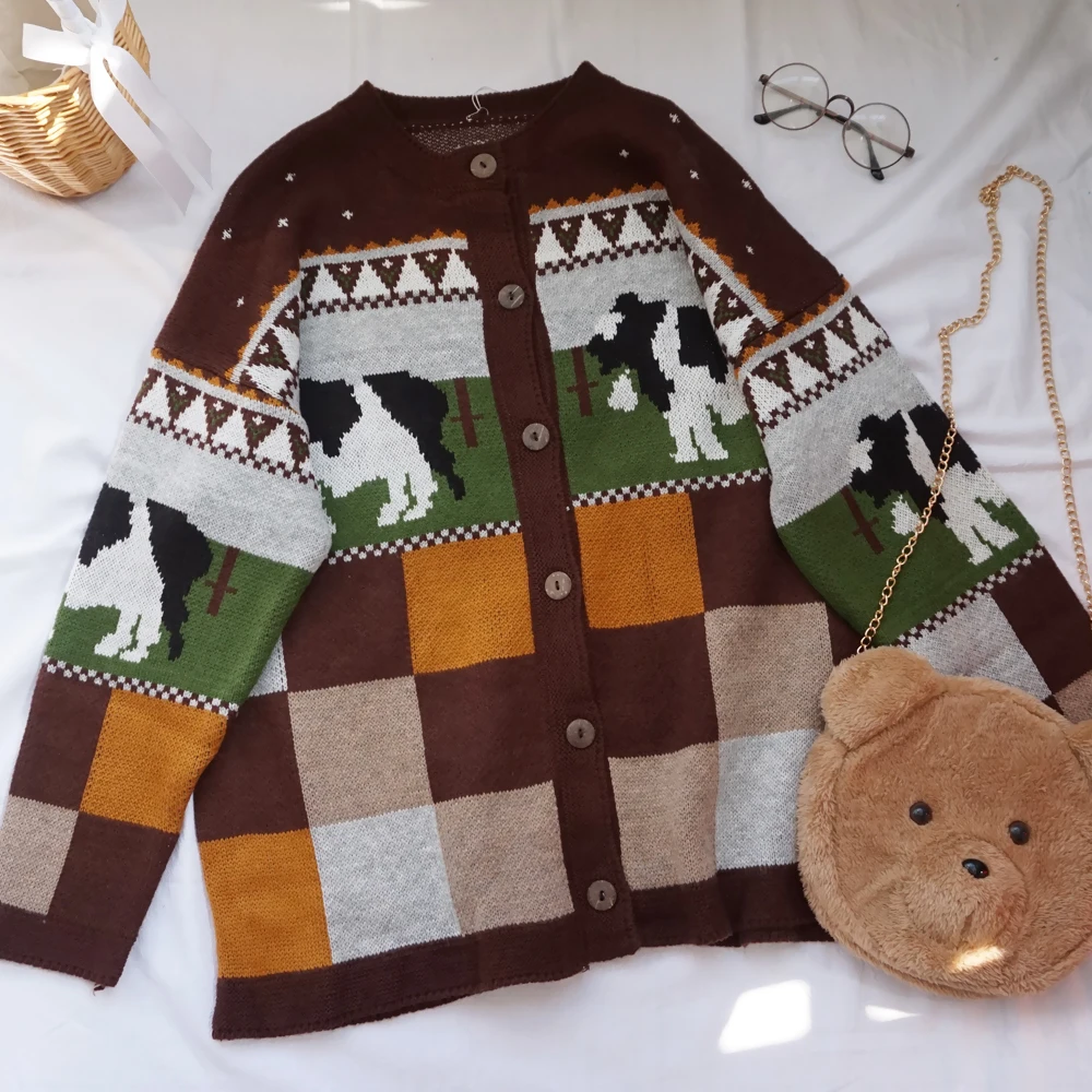 Женский жаккардовый свитер в стиле Ретро| |