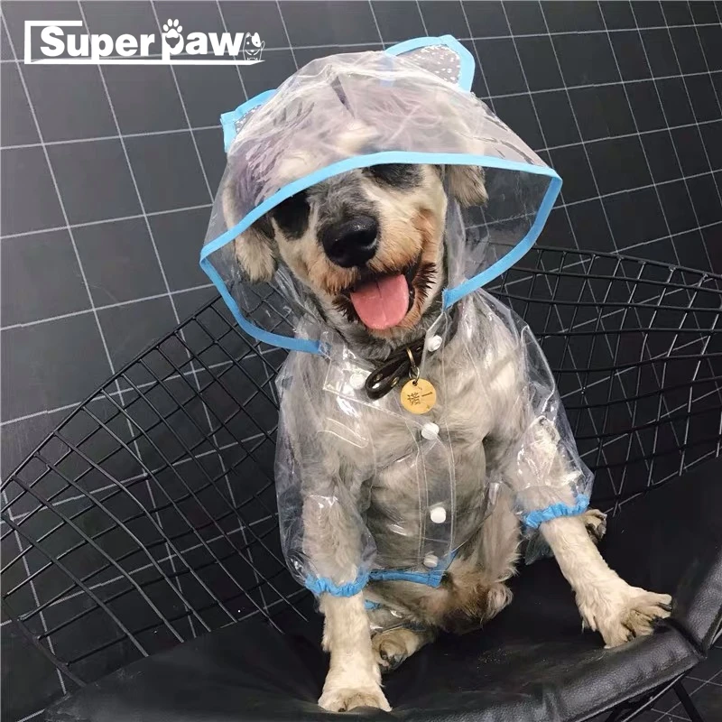 Прозрачный плащ со шляпой водонепроницаемый для щенков дождевые пальто домашних