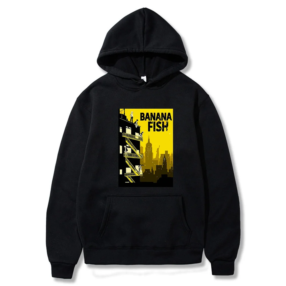 

Banana Fish Painting Women Hoodies Oversized Pullover Loose Clothes Harajuku Contrast Color Sweatshirt Female